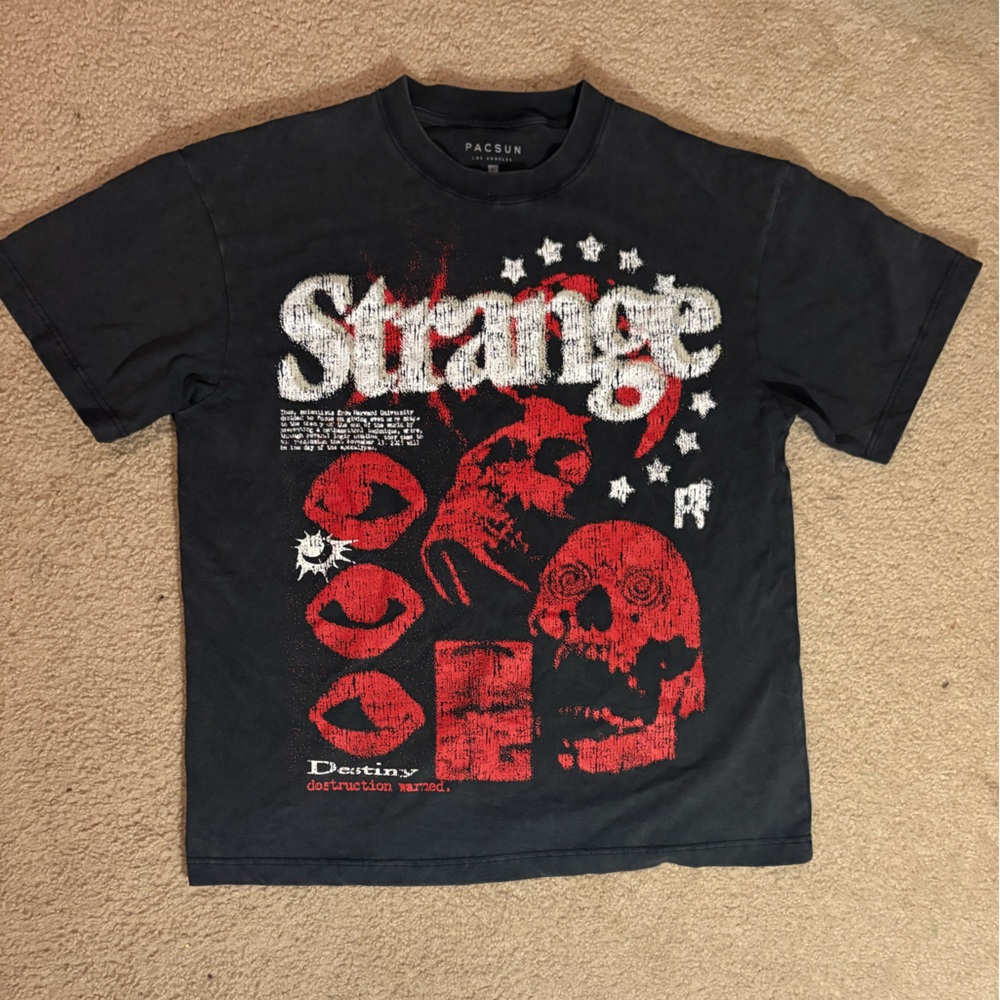 PacSun Black and Red Graphic Tee